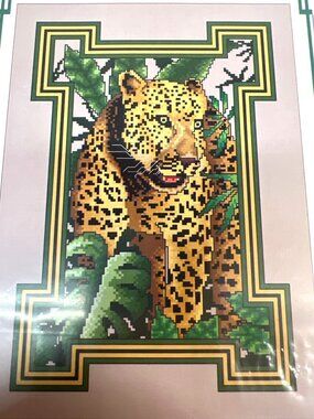 Leopard Cross Stitch Kit By Vickery Collection 14 Count Aida Natural 110x160 Sti